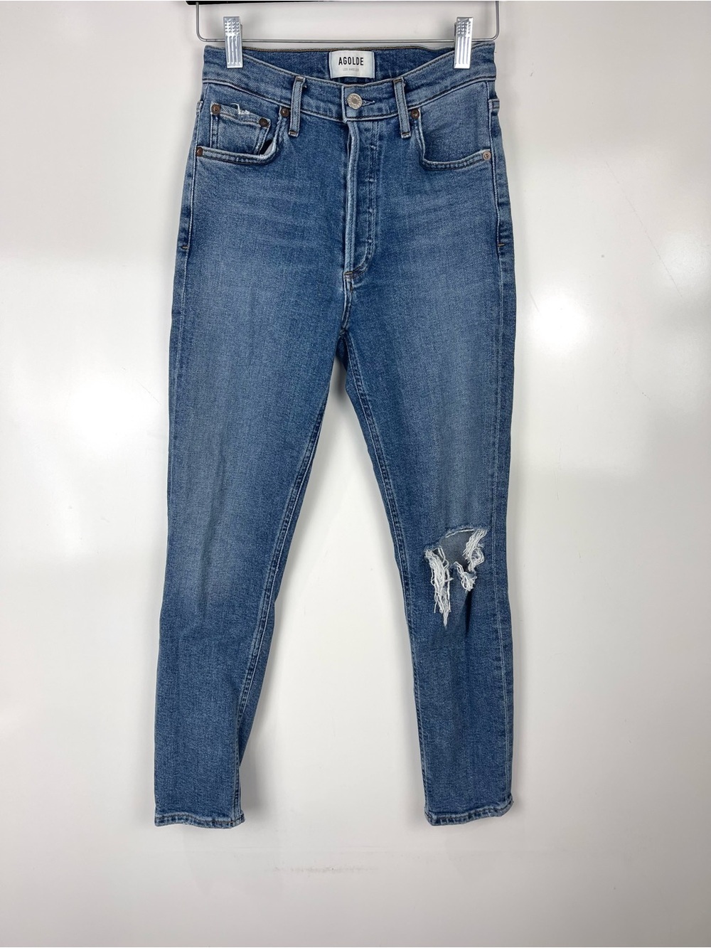 AGOLDE Nico High Rise Slim Jeans Women’s Size 24 Distressed Button Fly Denim